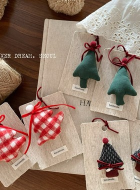 韩国网红ins新款彩色格纹波点布圣诞树鸭嘴夹可爱百搭蝴蝶结发夹