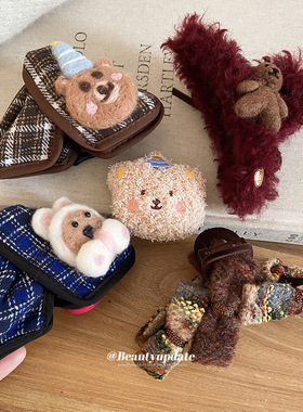 亚克力植绒蝴蝶结抓夹秋冬卡通可爱百搭鲨鱼夹设计感小众发饰批发