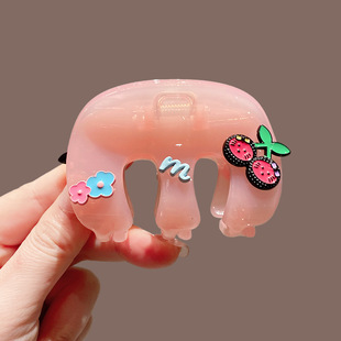 韩系果冻粉抓夹纯色简约发夹子女百搭气质春夏新款鲨鱼夹发饰品女