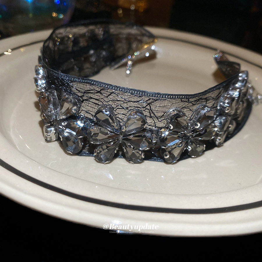 暗黑风雪纺镶钻水滴花朵项链个性小众设计感锁骨链轻奢高级感项饰,饰品/流行首饰/时尚饰品新,项链,淘宝优惠券,粉丝福利购,淘宝优惠卷