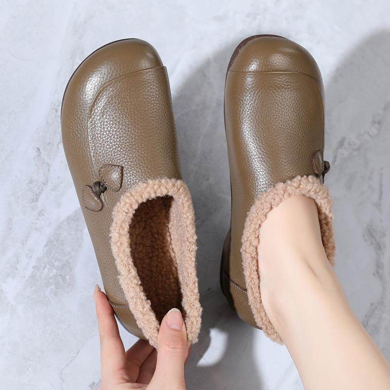 真皮毛毛鞋女秋冬外穿棉鞋软皮豆豆鞋加绒保暖妈妈鞋休闲软底女鞋,女鞋,乐福鞋（豆豆鞋）,淘宝优惠券,粉丝福利购,淘宝优惠卷
