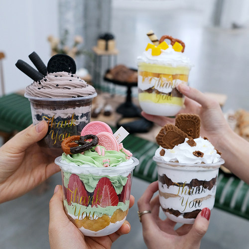 网红款仿真波波杯自拍馆蛋糕模型