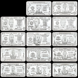 14枚美国自由女神美元1987银块块美国总统1盎司纪念章方形硬币
