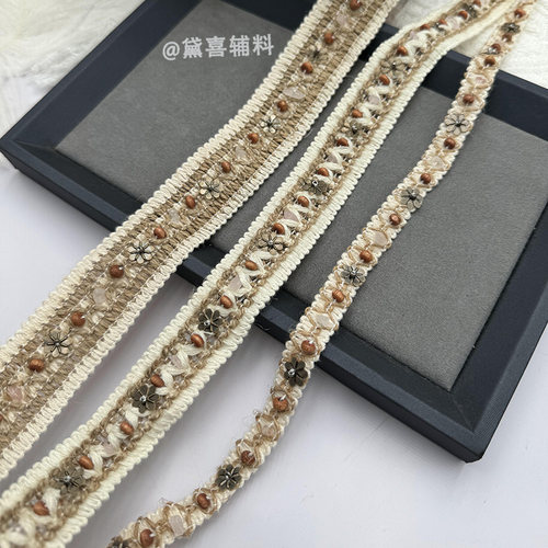黛喜花边小香风钉珠织带diy辅料