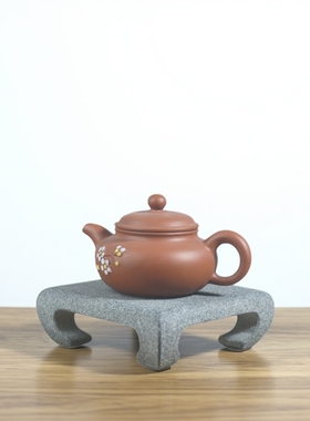 天然青石四方壶承底座整石雕刻干泡台茶盘玄关禅房办公室装饰摆件