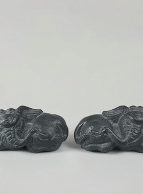 石总铺品牌惠安石雕工艺天然乌金石卧象茶宠茶桌摆件个性定制热卖