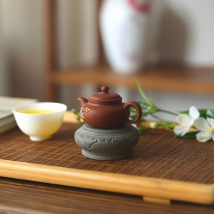 天然青石莲叶壶乘案台整石雕刻茶托底座花架禅意茶桌禅房居家摆件