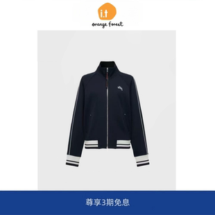 it :orange forest时尚女棒球服高领保暖撞色休闲运动外套