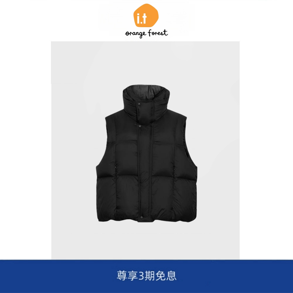 it :orange forest新款款羽绒马甲时尚百搭黑色无袖羽绒服外套