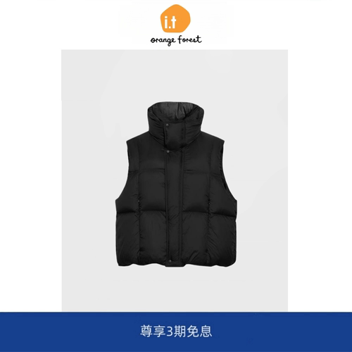 it :orange forest新款款羽绒马甲时尚百搭黑色无袖羽绒服外套