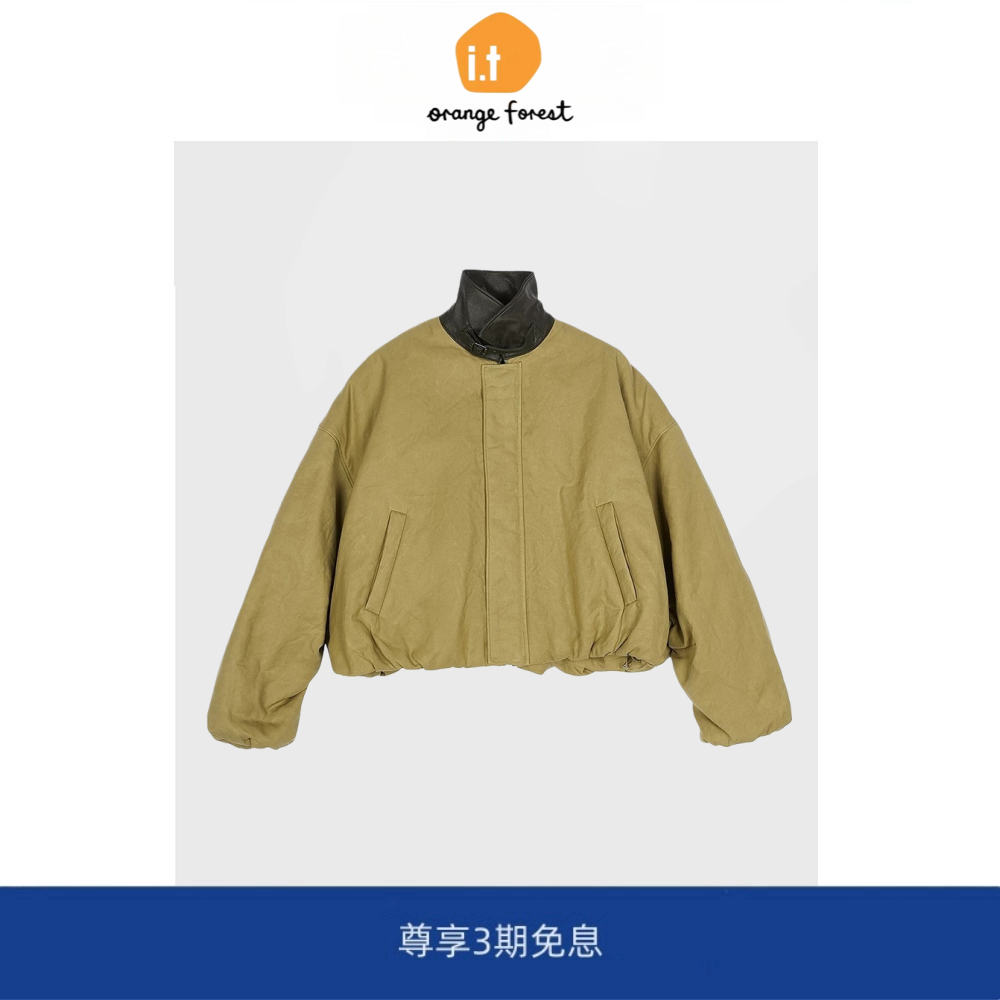 it :orange forest冬新品短款休闲棉衣宽松巴恩风夹克外套小个子
