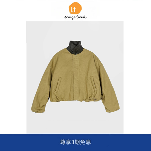 it :orange forest冬新品短款休闲棉衣宽松巴恩风夹克外套小个子