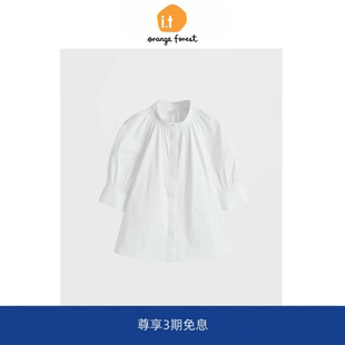 【现货】it orange forest标准版型泡泡袖上衣白色2026夏新品衬衫