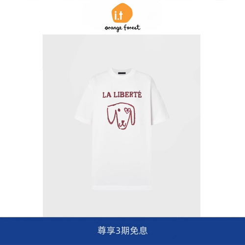 it :orange forest萌宠H型T恤短袖光洁宽松休闲圆领上衣女