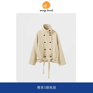 it :orange forest赫本风呢子大衣女毛呢外套小个子气质