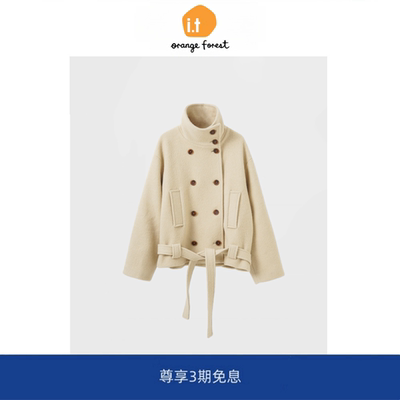 it :orange forest赫本风呢子大衣女毛呢外套小个子气质