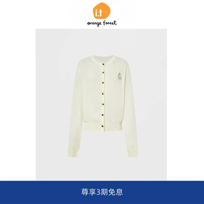 【现货】it orange forest针织开衫绣章醋酸棉轻薄减领针织上衣女