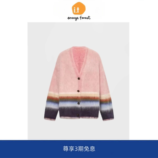 orange 女 forest宽松版 开衫 米彩条贝贝羊驼毛外套 型针织衫