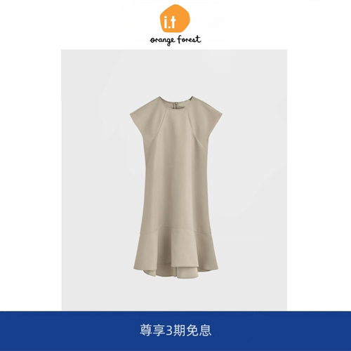 【现货】it orange forest休闲版型圆领荷叶边连衣裙夏季新品