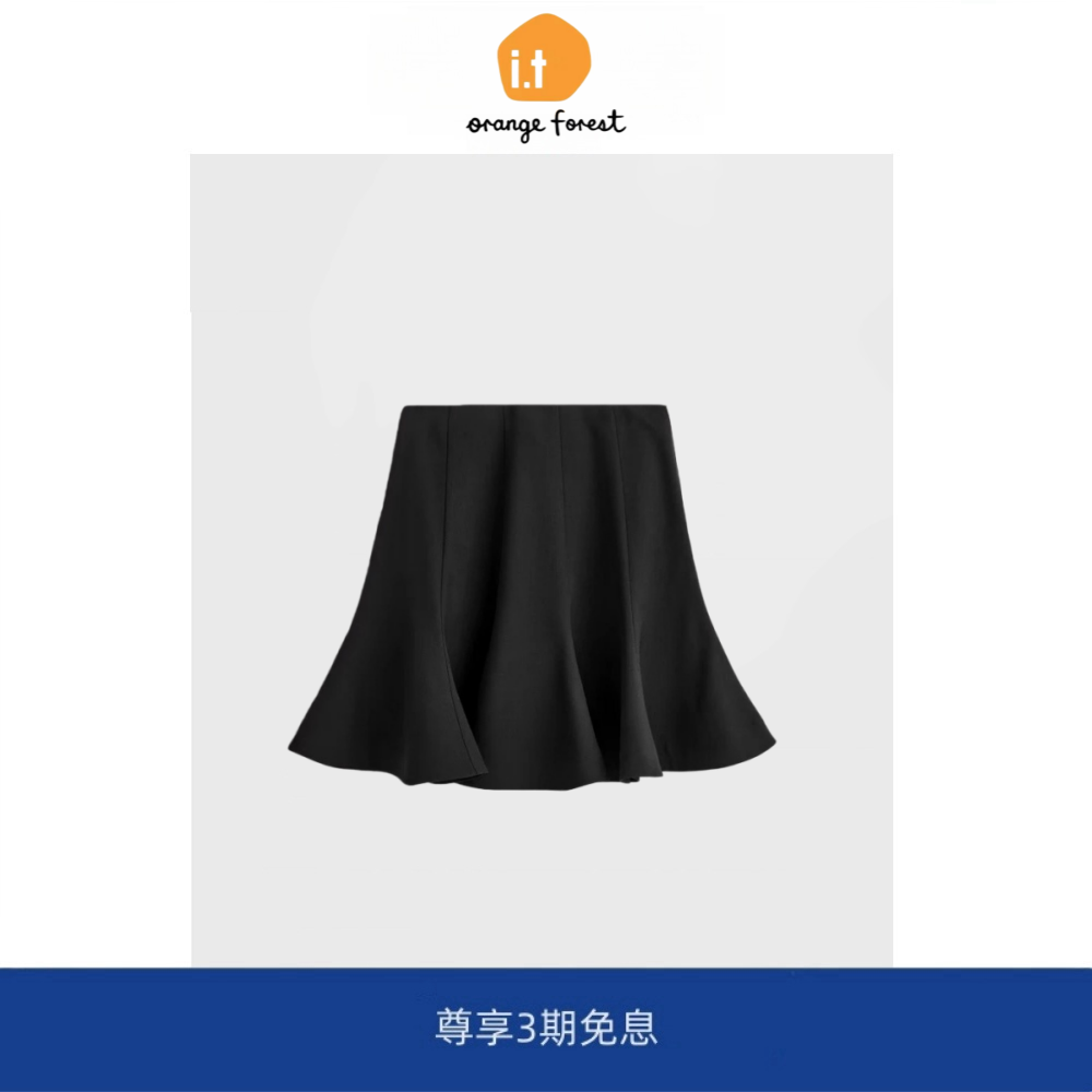it :orange forest标准版型伞形羊毛混纺迷你半身裙2025冬季新品