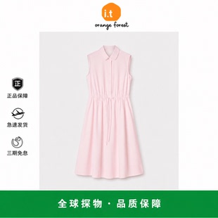 【现货】it orange forest棉无袖翻领连衣裙束腰显瘦衬衫裙女长裙