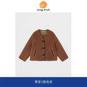 orange forest不染色系列骆驼绒混纺圆领羊羔绒外套