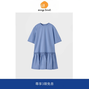 型拼接T恤连衣裙蓝色春新品 裙子 forest休闲版 orange 现货