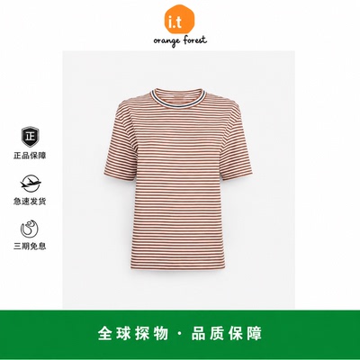 【现货】it orange forest条纹棉质休闲平纹圆领短袖针织T恤上衣