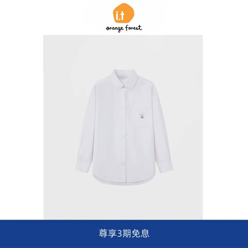 it :orange forest刺绣衬衣女装衬衫动物刺绣基础学院上衣