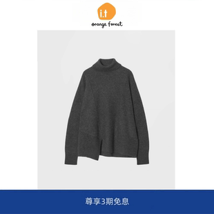 orange 新款 forest休闲版 毛衣春季 型不对称高领针织套头衫