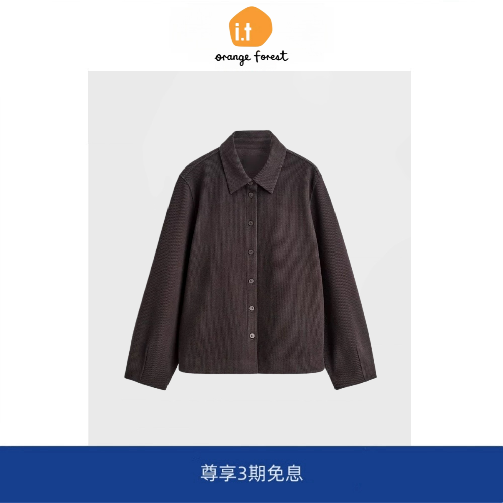 it :orange forest标准版型针织羊毛厚衬衫2025秋季新品