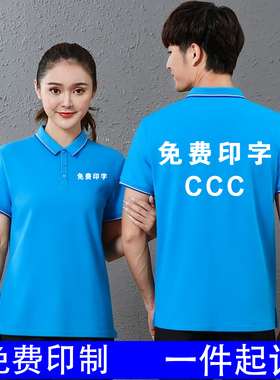 孔蓝色翻领工作服定制polo衫短袖冰丝夏季4s店团体工装t恤印logo