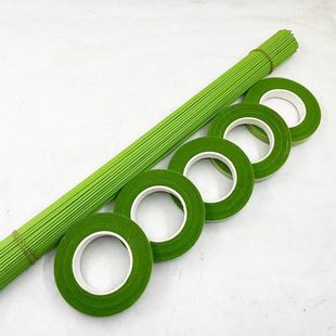 绿色花杆2号胶包铁丝胶带丝网花扭扭棒花束花茎手工制作DIY材料