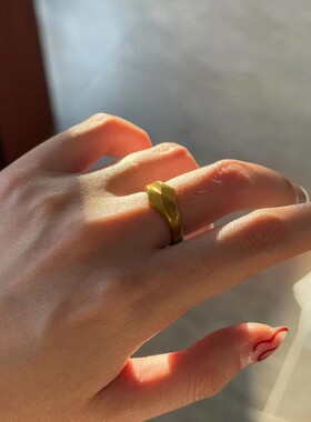 vintage中古方糖几何菱格戒指简