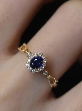 法式经典皇家宫廷蓝色戒指女