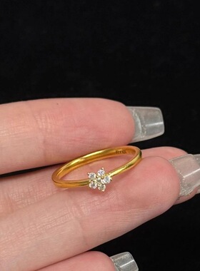 vintage中古闪钻mini花朵细款