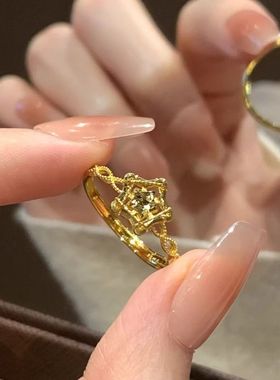 星金色爆闪织锦点点星光戒指