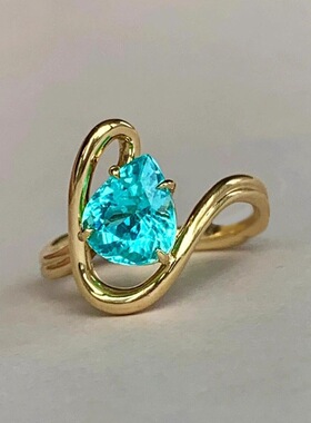 欧美ins感大溪海蓝鸽子水滴戒指