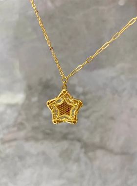 镂空爆闪鱼鳞片星星吊坠锁骨链女