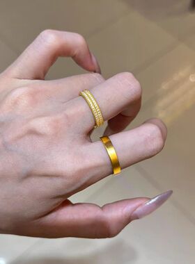 金色满天星排钻戒指女轻奢高级感