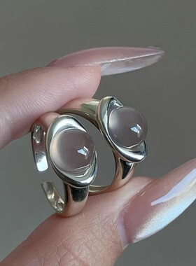 冷淡风韩系仿玉髓元宝戒指女中式