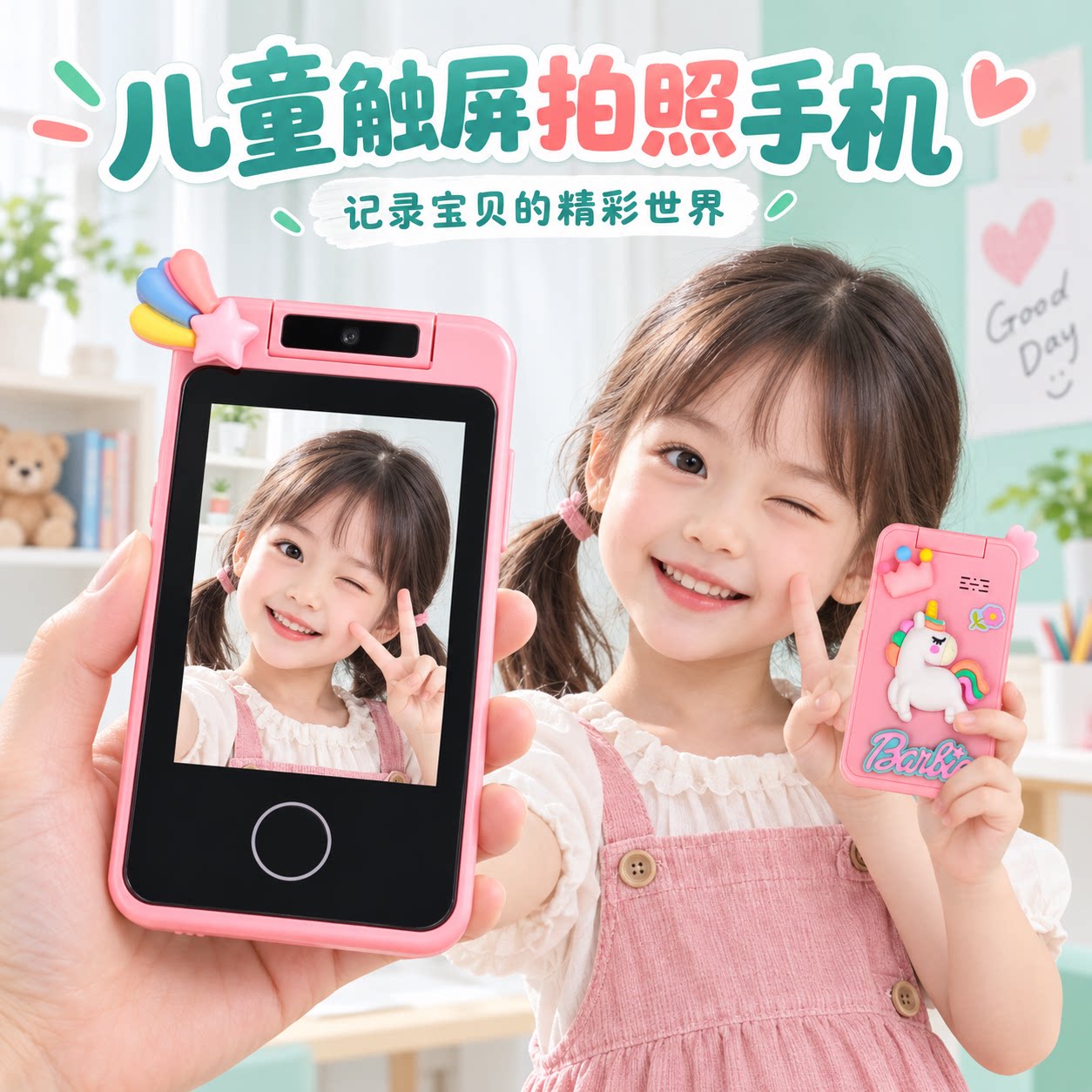 女孩子学习拍照构图益智玩具手机
