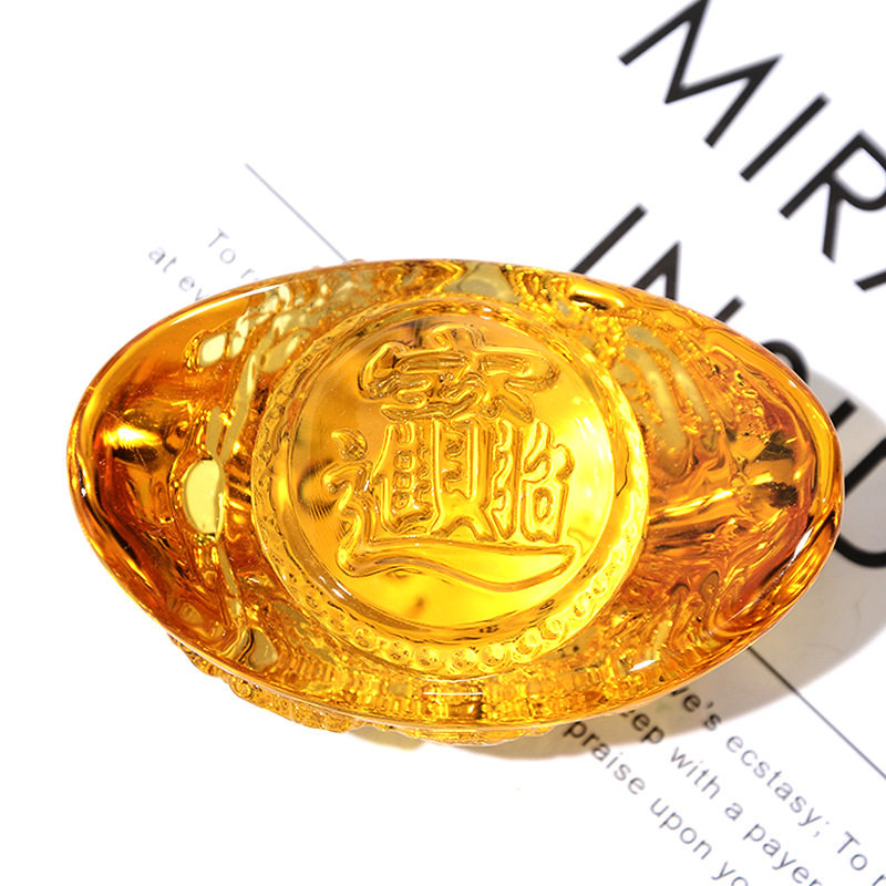 공장 직접 판매 새로운 크리스탈 드래곤 패턴 주괴 장식품 황수정 유약 크고 작은 금괴 가정 장식