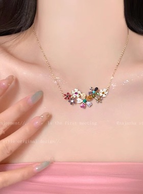 多巴胺彩色花朵项链女时尚配饰