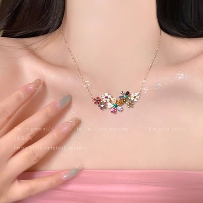 多巴胺彩色花朵项链女时尚配饰