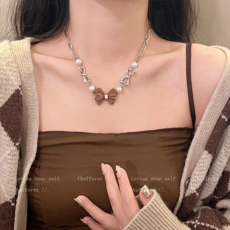 蝴蝶结项链女气质百搭拼接配饰