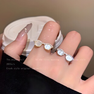 时尚眼镜！锆石眼镜戒指女2025新款高级食指戒小众叠戴可调节指环