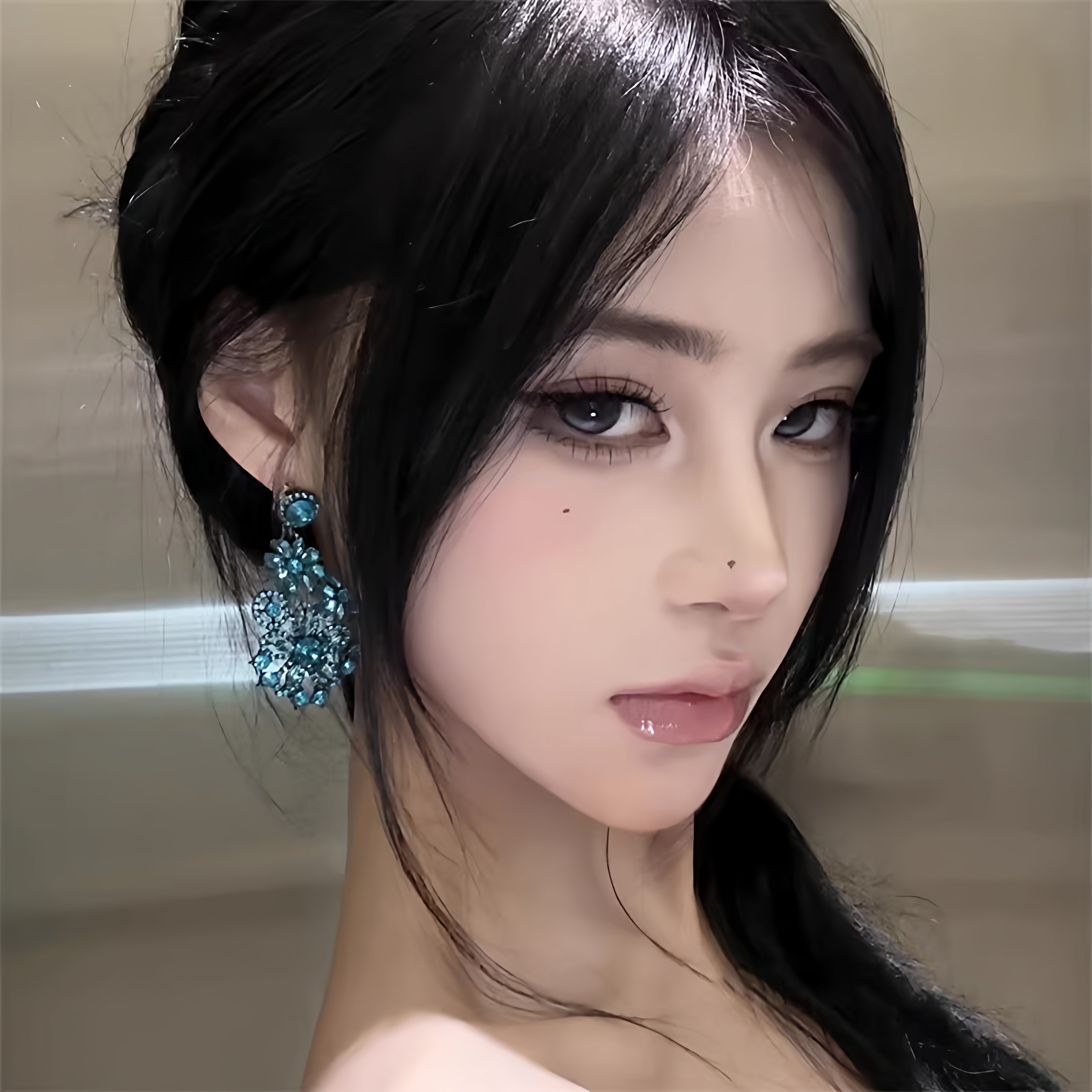 复古蓝色镶钻花朵耳环女2026个性夸张高级感长款耳坠轻奢气质耳饰,饰品/流行首饰/时尚饰品新,耳环,淘宝优惠券,粉丝福利购,淘宝优惠卷