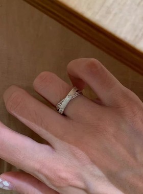 秋冬超闪星芒双环戒指设计感指环