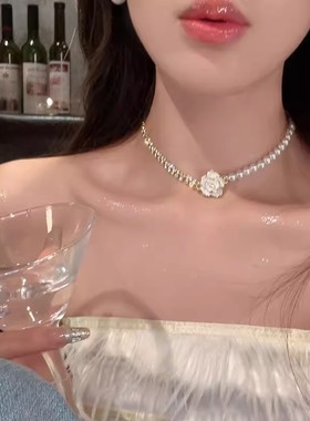 山茶之恋~法式复古珍珠项链配饰